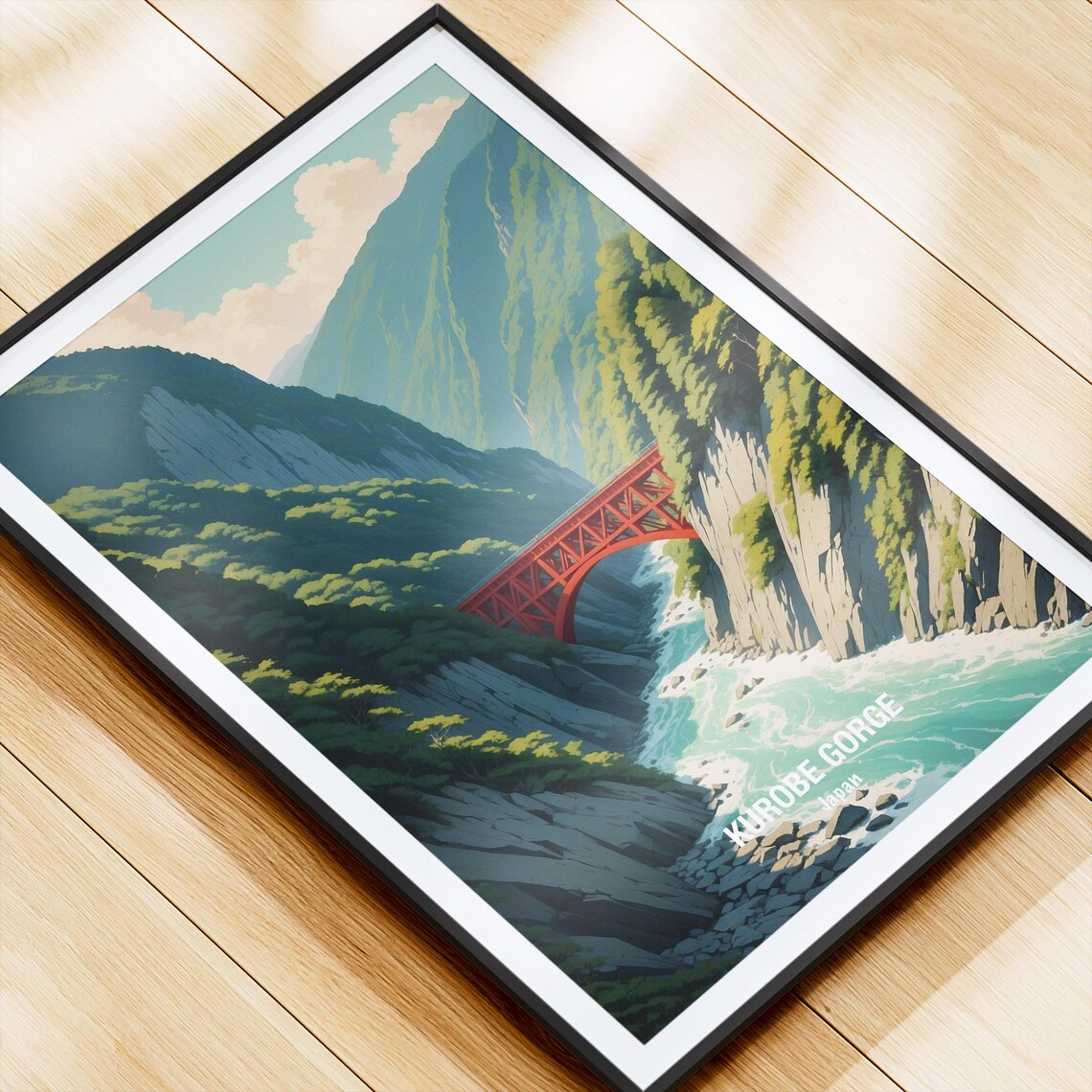Japan Kurobe Gorge Red Bridge River Canyon Nature Travel Poster - Image 4