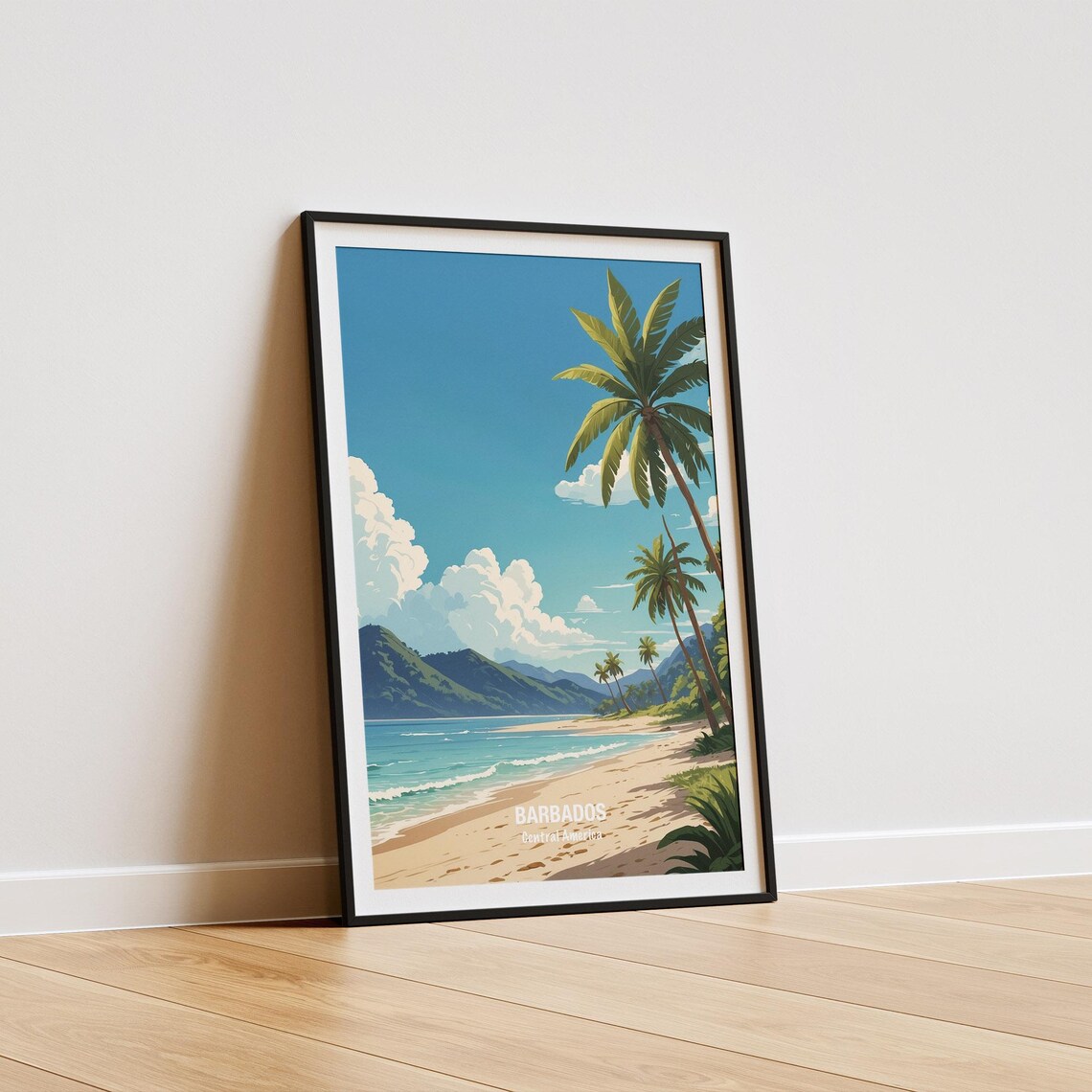 Barbados Tropical Beach Palm Trees Turquoise Caribbean Sea Poster - Image 5