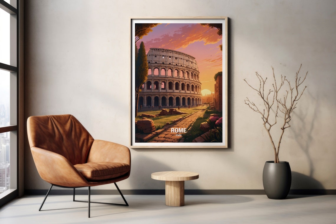 Rome Italy Colosseum Ancient Sunset Skyline Eternal City Poster - Image 2