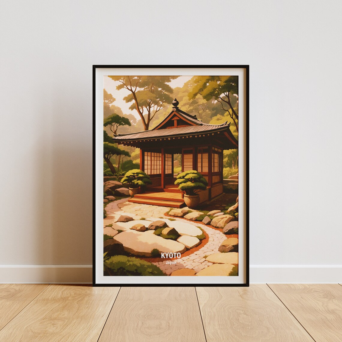 Kyoto Tranquil Temple Garden Japan Zen Decor Peaceful Travel Poster