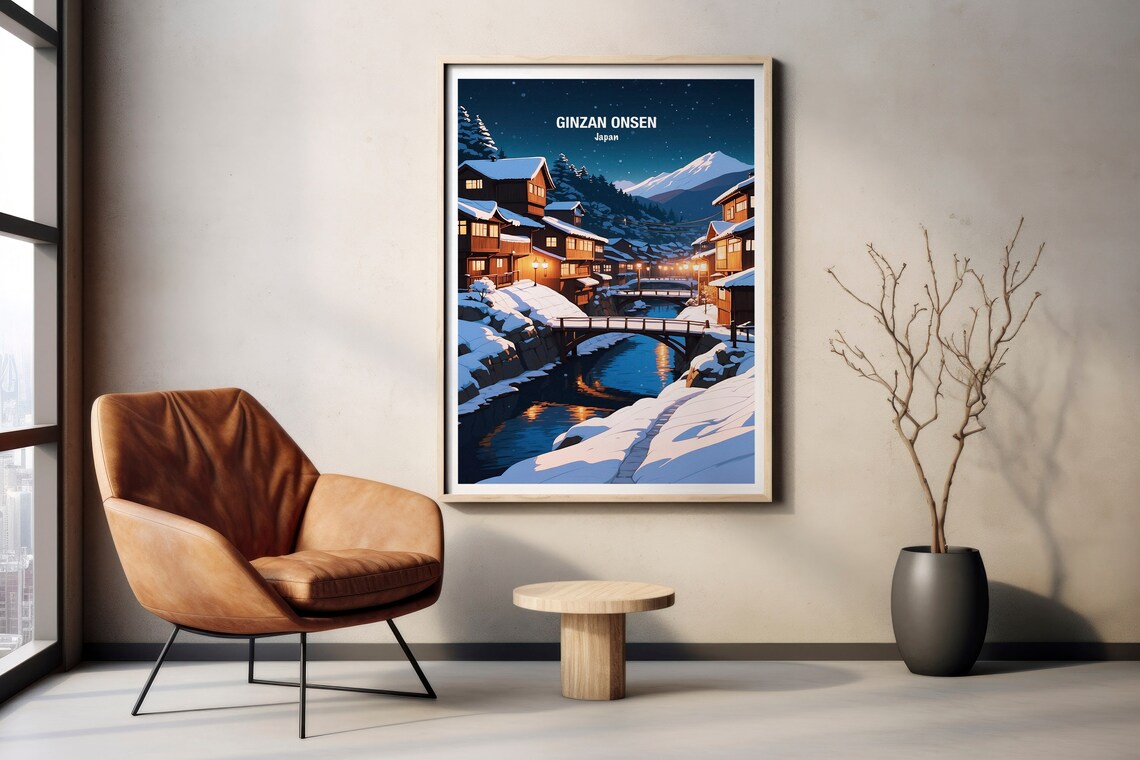 Ginzan Onsen Travel Poster Japan Travel Print Vintage Style Art Unique Gift Japanese Onsen Decor Perfect For Travel Lovers - Image 2