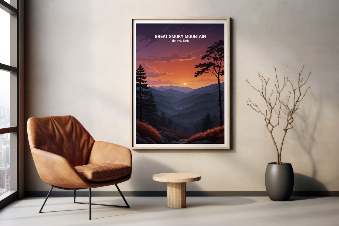 Great Smoky Mountain National Park Starry Night Peaks Poster - Image 2