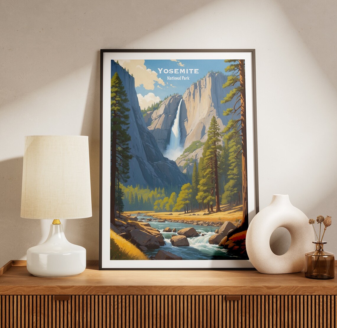 Yosemite National Park Granite Cliff Waterfall View Valley Poster - Image 3