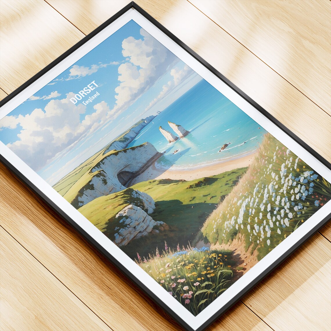 Dorset Chalk Cliffs Sea Stacks Coastal England Travel Poster - Image 4