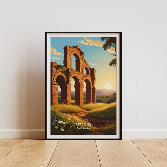 Paraguay Ancient Stone Arch Ruins At Sunset South America Poster