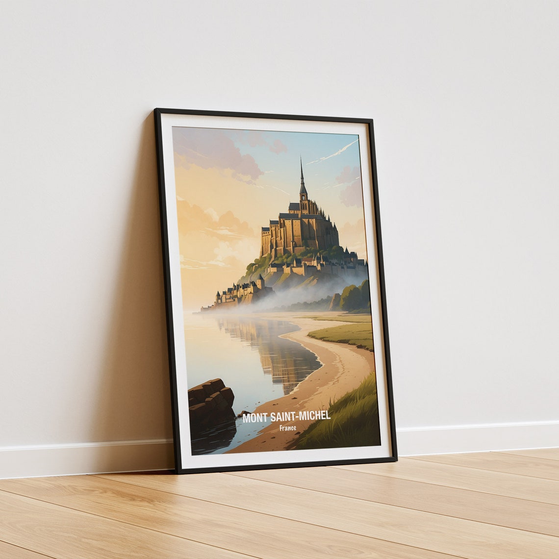 Mont Saint Michel Normandy Misty Abbey Tidal Dawn Travel Poster - Image 5