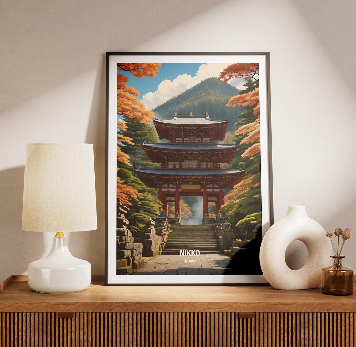 Japan Nikko Temple Gate Autumn Foliage Mountain Shrine Poster - Image 3