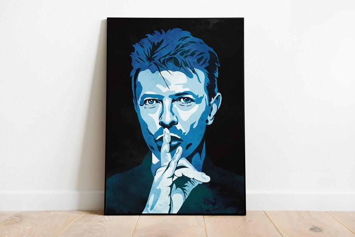 David Bowie Blue Pop Art Portrait Rock Music Legend Icon Poster