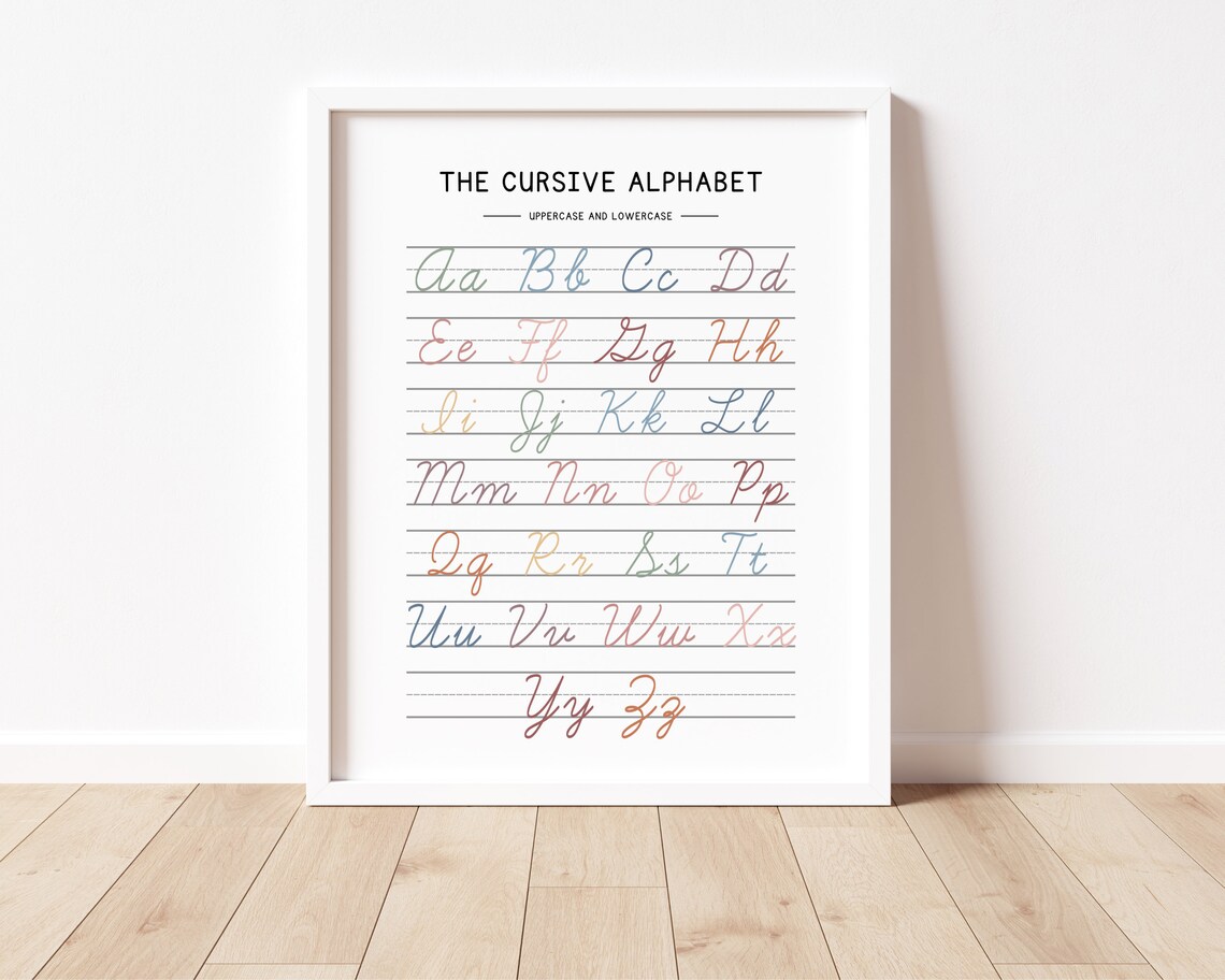 Cursive Handwriting Chart Alphabet Poster - Image 2