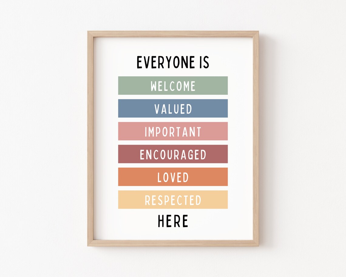 Everyone Is Welcome Here Boho Classroom Art Print
