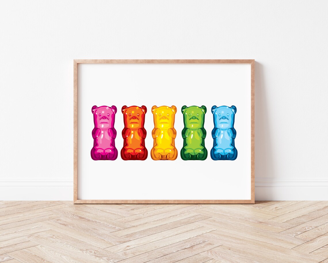 Gummy Bear Print, Colorful Kitchen Pop Art Poster