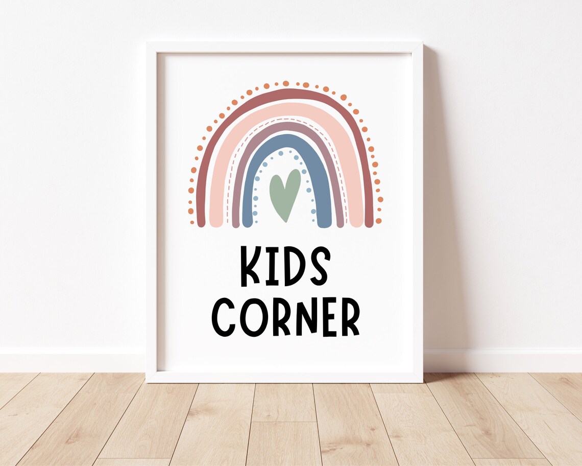 Kids Corner Boho Rainbow Classroom Wall Print - Image 2