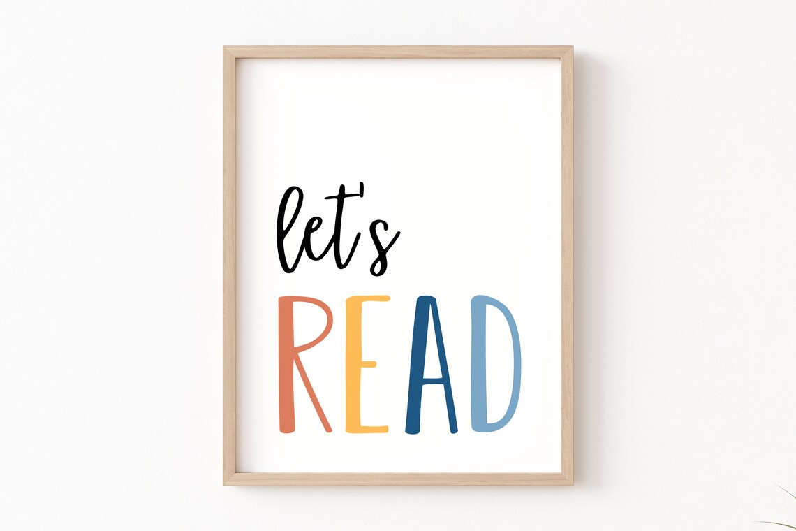 Lets Read Sign Poster for Playroom Reading Corner