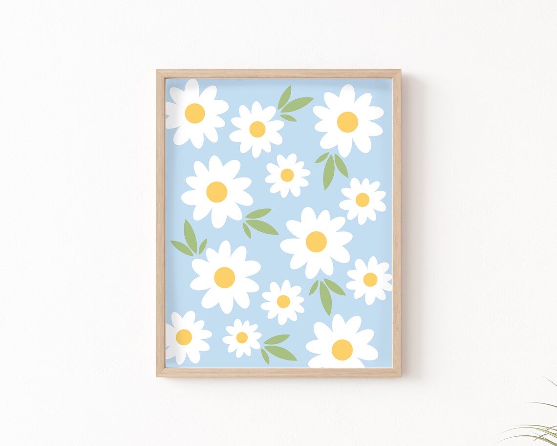 Daisy Print, Danish Pastel Boho Botanical Art Print