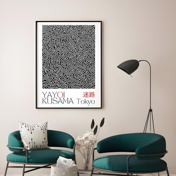 Yayoi Kusama Tokyo Maze Labyrinth Black White Abstract Exhibition Poster