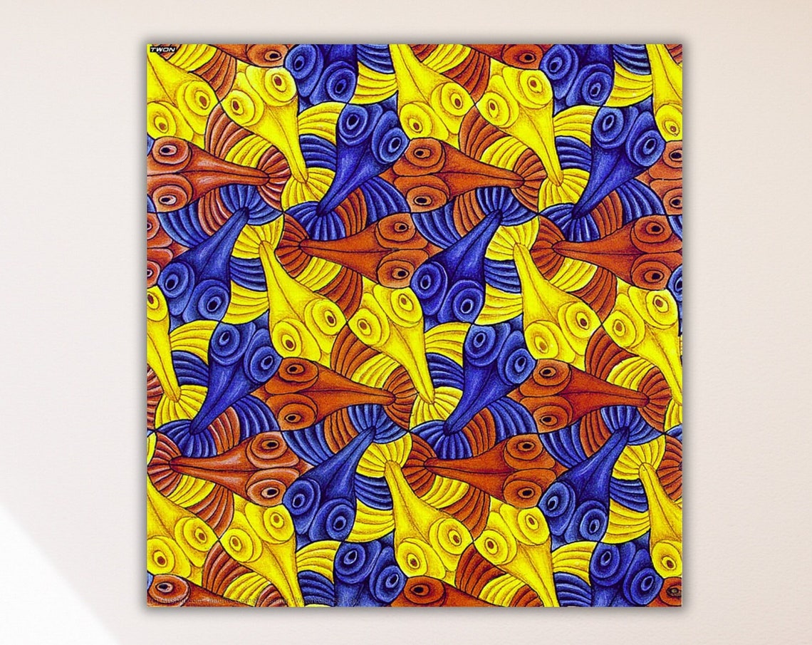 Tessellating Fish Geometric Pattern Optical Illusion Art Poster