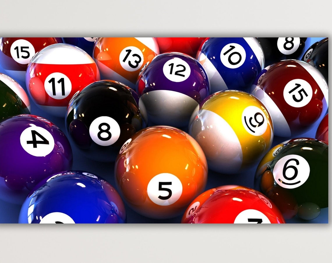 Colorful Billiard Pool Balls Close Up Game Room Billiards Poster