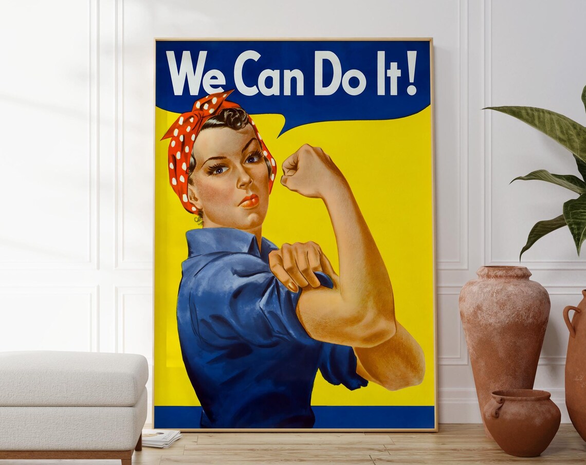 We Can Do It Rosie The Riveter Vintage Iconic WWII Feminist Poster