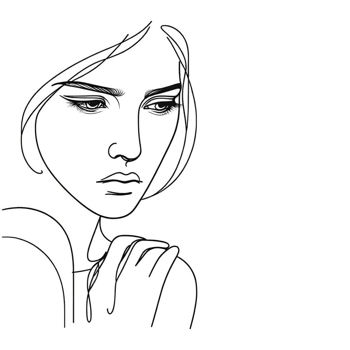 Line Art Woman Face Looking Aside Minimalist Modern Beauty Poster