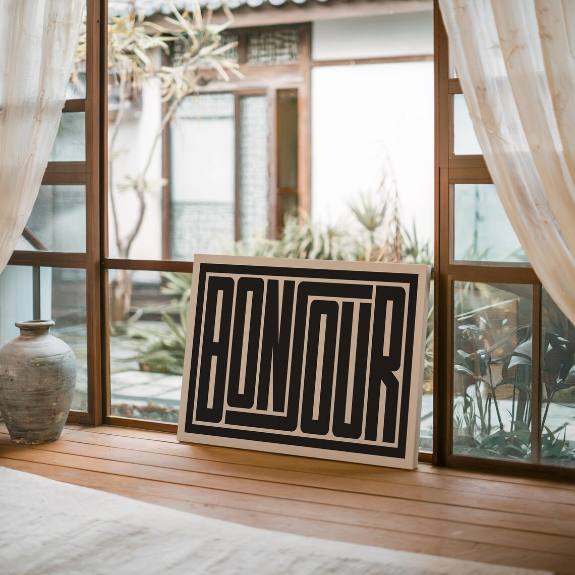 Bonjour Typography, Modern Minimalist French Decor - Image 3