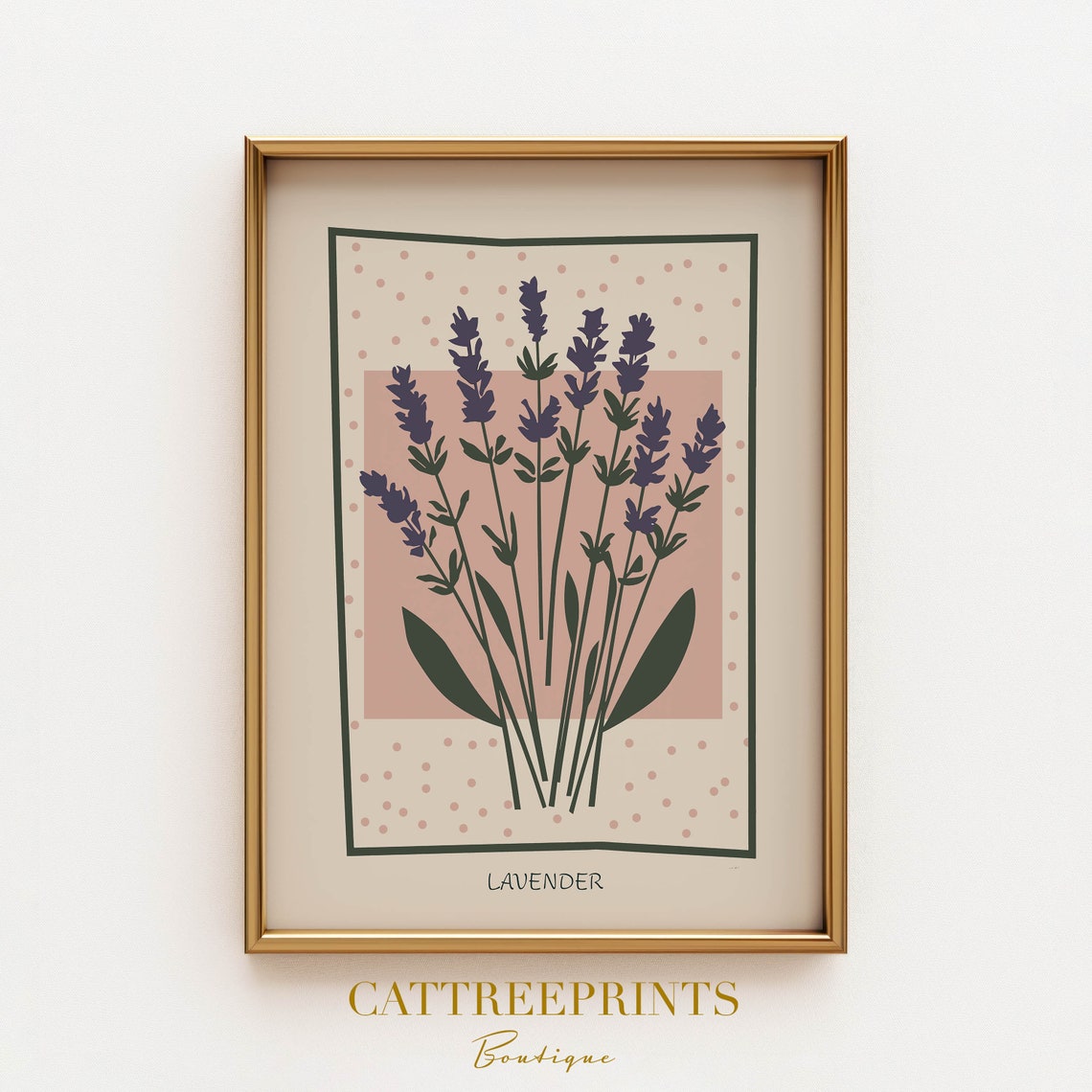 Purple Lavender Peach Background Modern Floral Botanical Poster - Image 3