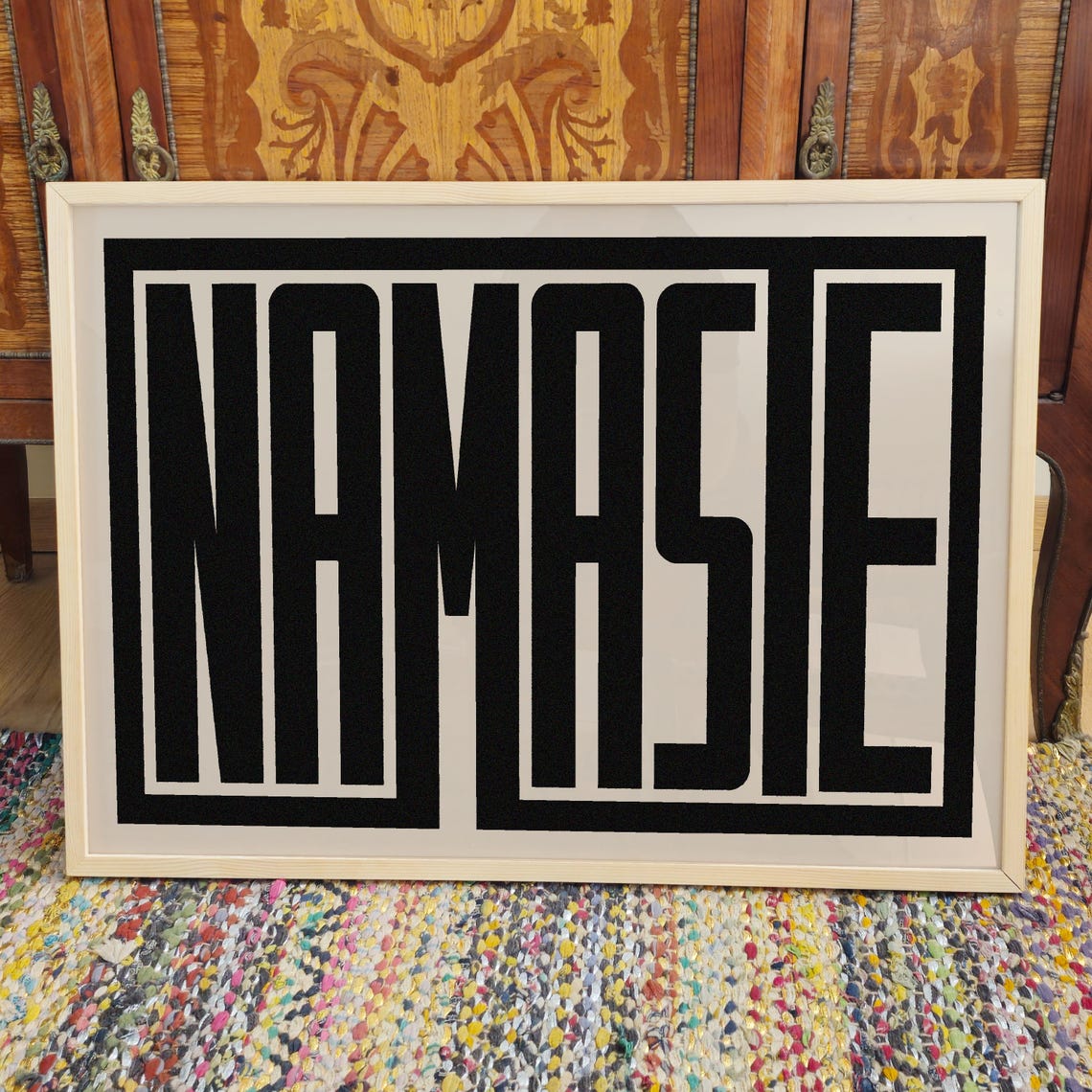 Namaste Bold Black Minimalist Yoga Studio Typography Art Poster - Image 3