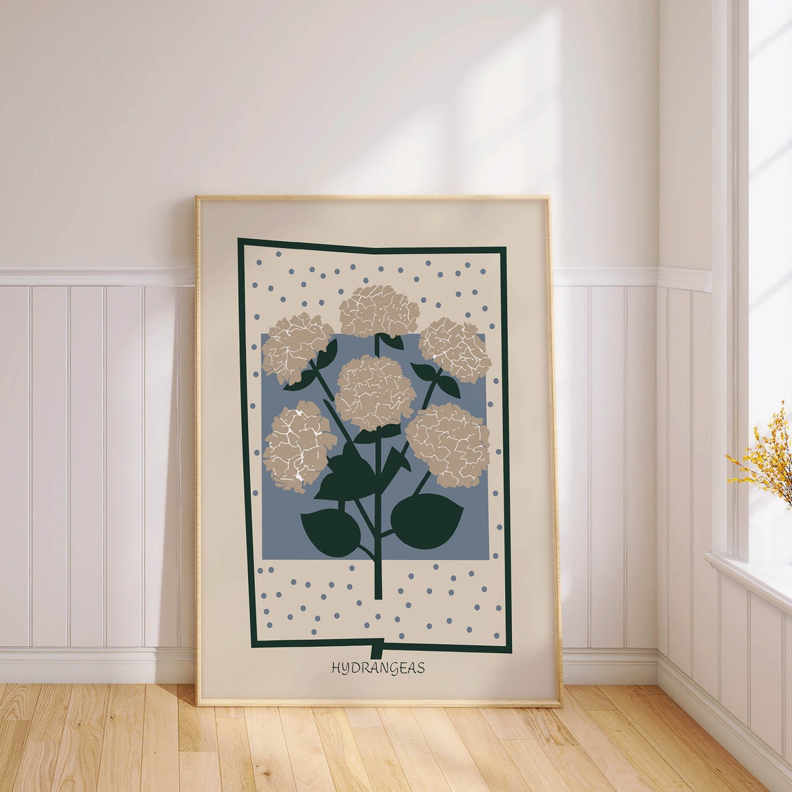 Coastal Hydrangea Art Print Nautical Blue Flower Wall Decor Gift For Home Printed On Fine Art Paper - Image 2