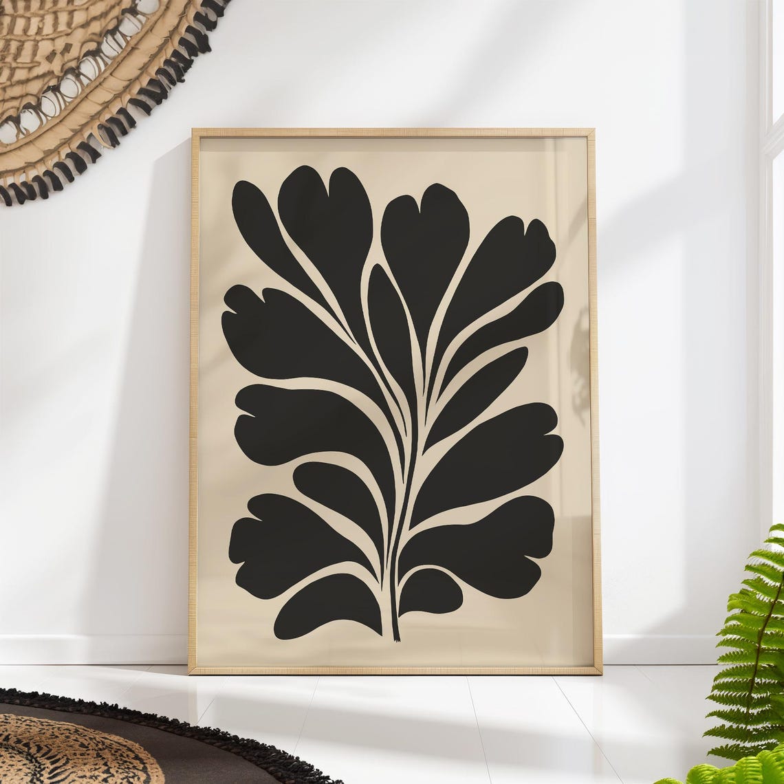 Organic Mid Century Print Matisse Black And White Abstract Art Retro Minimalist Decor