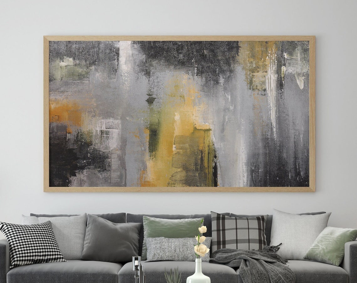 Gray Orange Abstract Soft Color Blocks Modern Minimal Wall Art