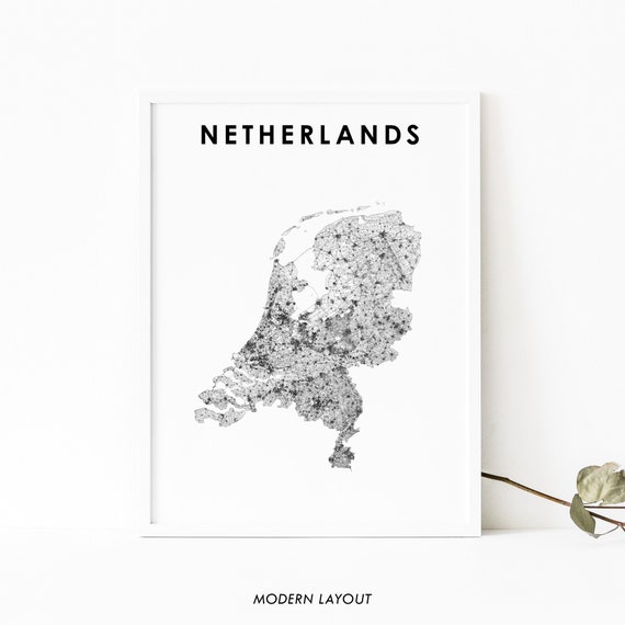 Netherlands Map Print, Country Road Art Poster