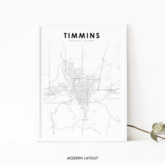 Timmins Ontario Map Art Print, Canada Poster