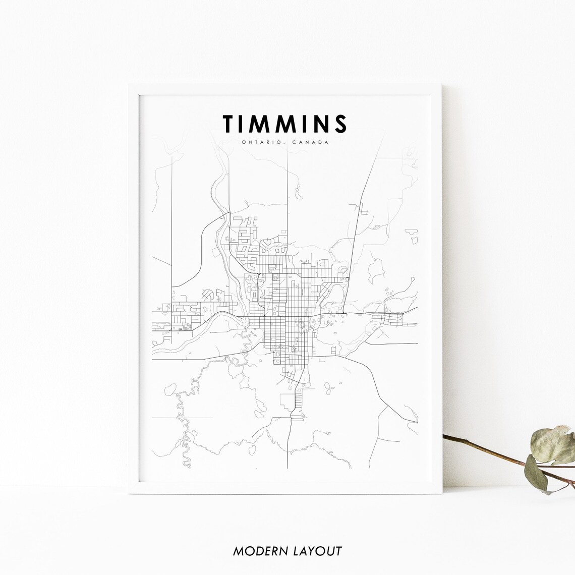 Timmins Ontario Map Art Print, Canada Poster