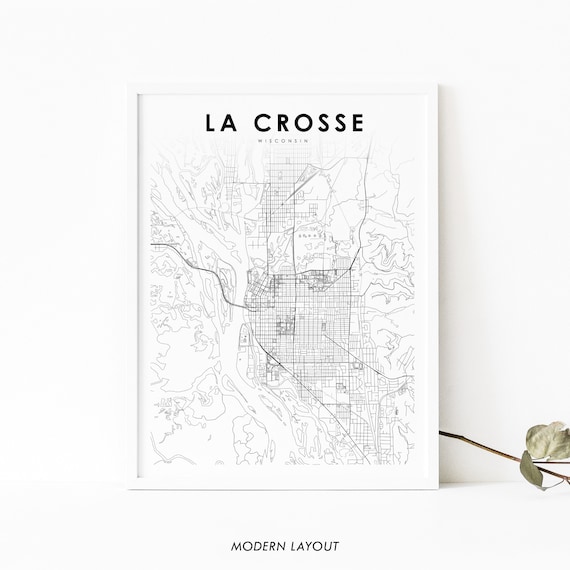La Crosse Wisconsin Minimalist City Street Map Modern Wall Poster