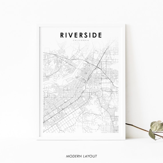 Riverside Ca Map Print Usa Art Poster City Street Road Nursery Room Wall Office Decor