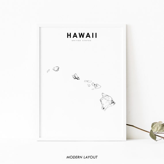 Hawaii Map Print, Nursery Room Wall Art Poster