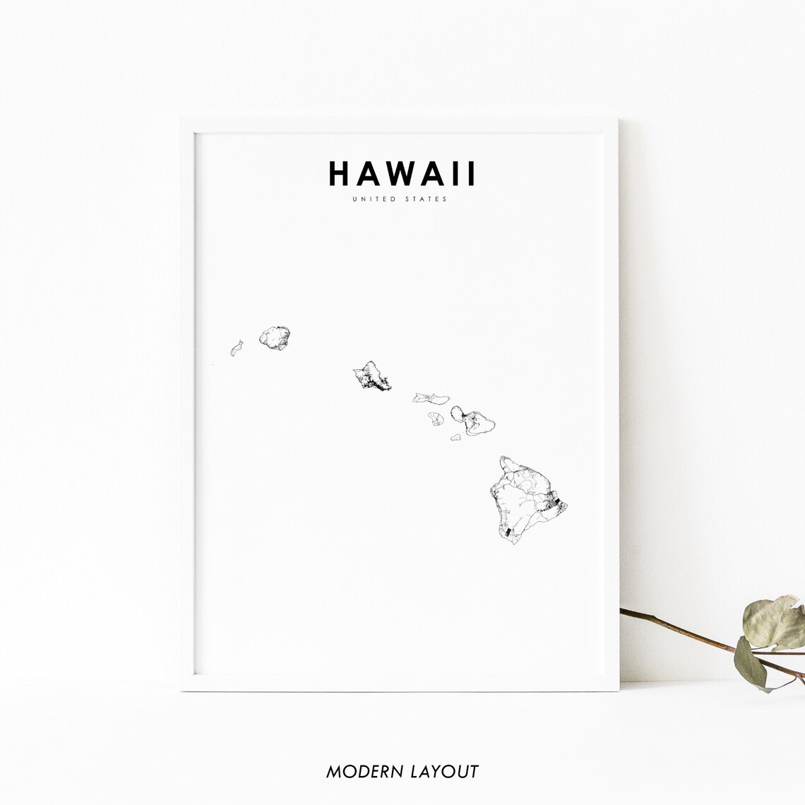 Hawaii Map Print, Nursery Room Wall Art Poster