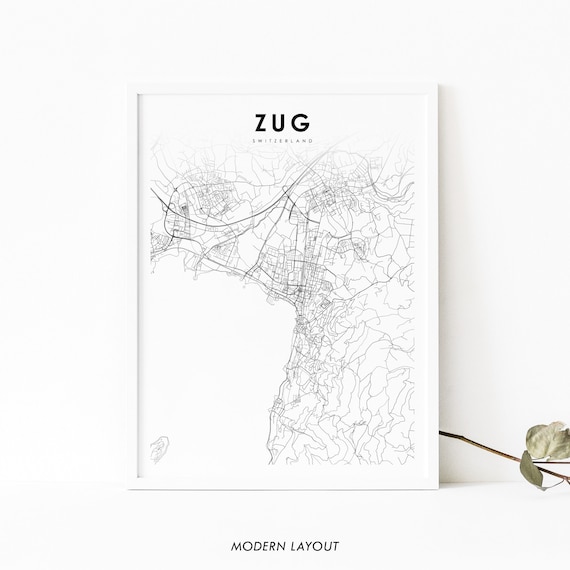 Zug Switzerland Minimalist City Street Map Layout Art Poster