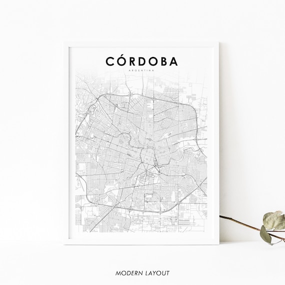 Cordoba Argentina Map Print, Nursery Room Decor
