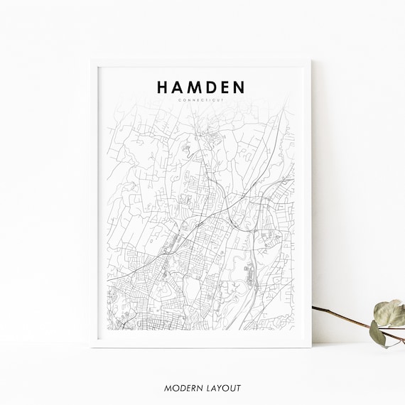 Hamden CT Map Print, Connecticut Nursery Poster