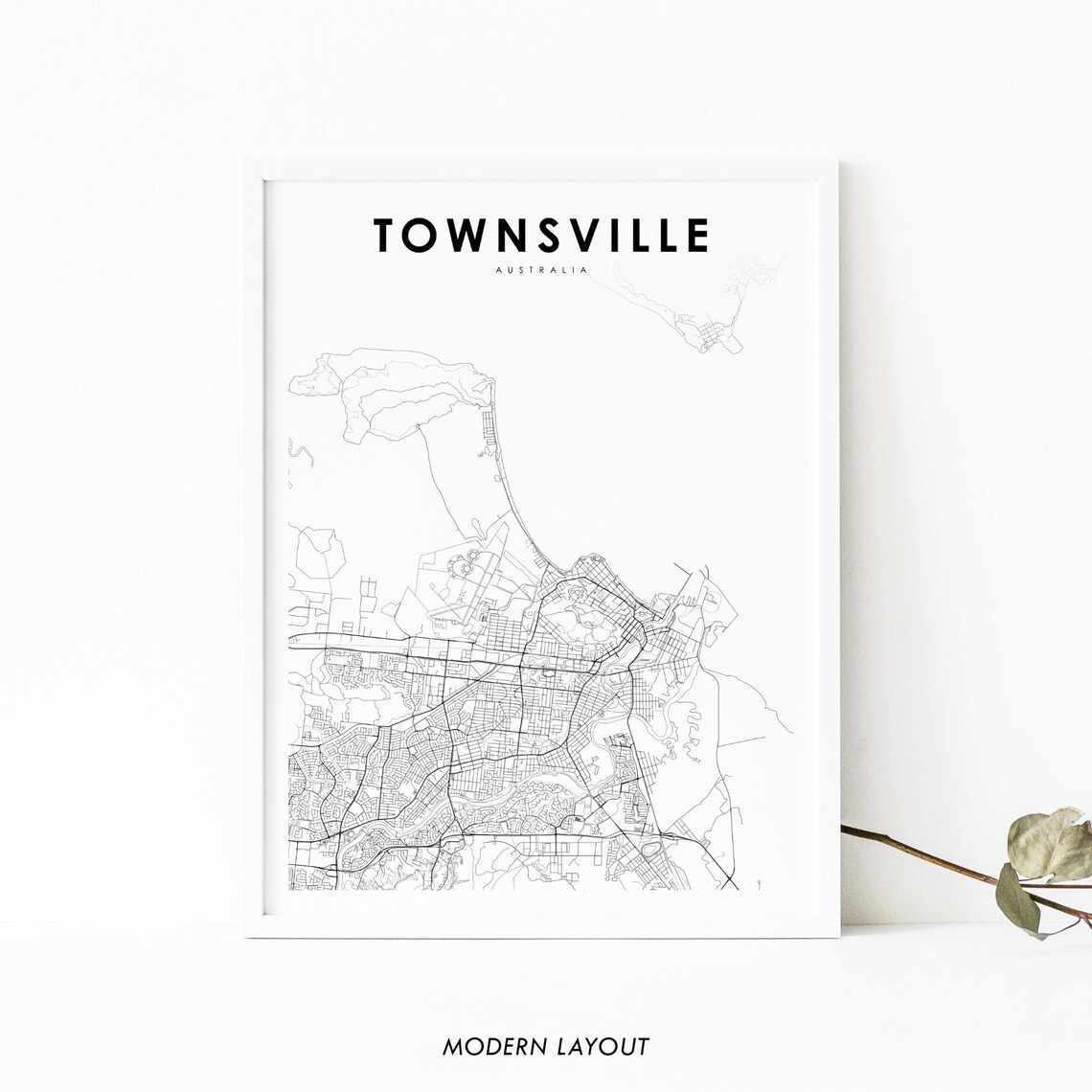 Townsville Australia Minimalist Street Map Line Art Modern Decor Poster