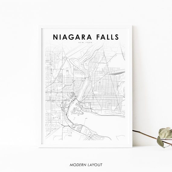 Niagara Falls New York City Street Map Minimalist Modern Wall Poster