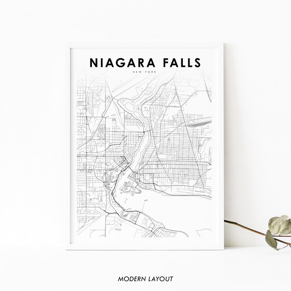 Niagara Falls Ny Map Print New York Usa Art Poster Buffalo City Street Road Nursery Room Wall Office Decor