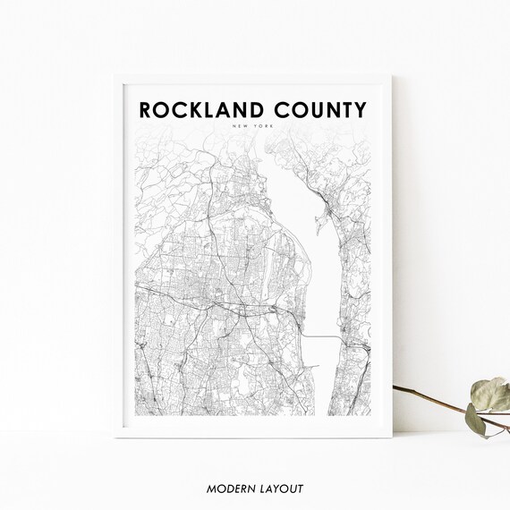 Rockland County New York Monochrome Minimalist Street Map Poster