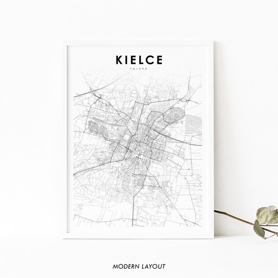 Kielce Poland Elegant Modern Minimalist City Street Map Poster