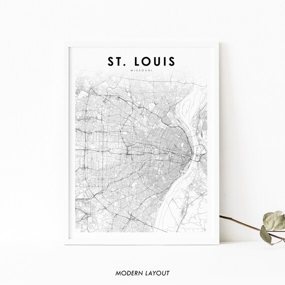 St Louis Area Mo Map Print Missouri Usa Art Poster City Street Road Nursery Room Wall Office Decor