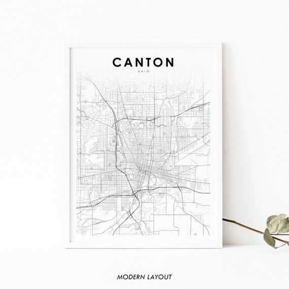 Canton Oh Map Print Ohio Usa Art Poster Stark County City Street Road Nursery Room Wall Office Decor