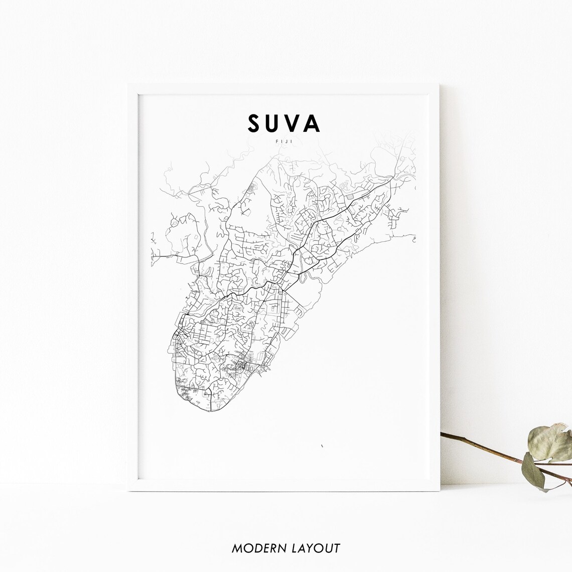 Suva, Fiji Map Art Print, Nursery Room Decor