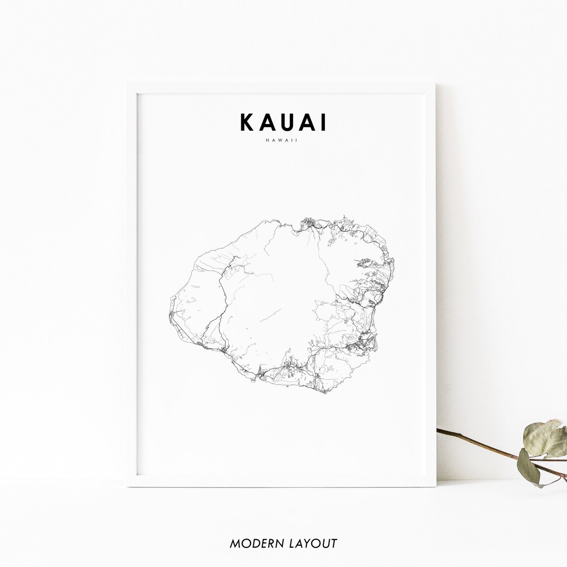 Kauai Hi Map Print, Hawaii Nursery Room Decor