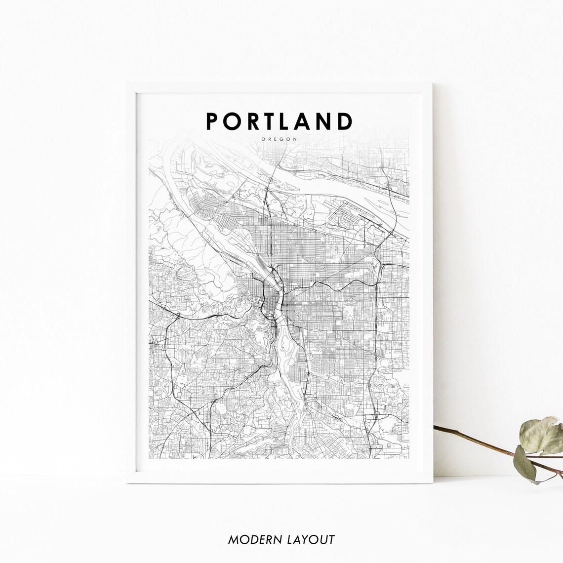 Portland Area Or Map Art Print, Oregon USA