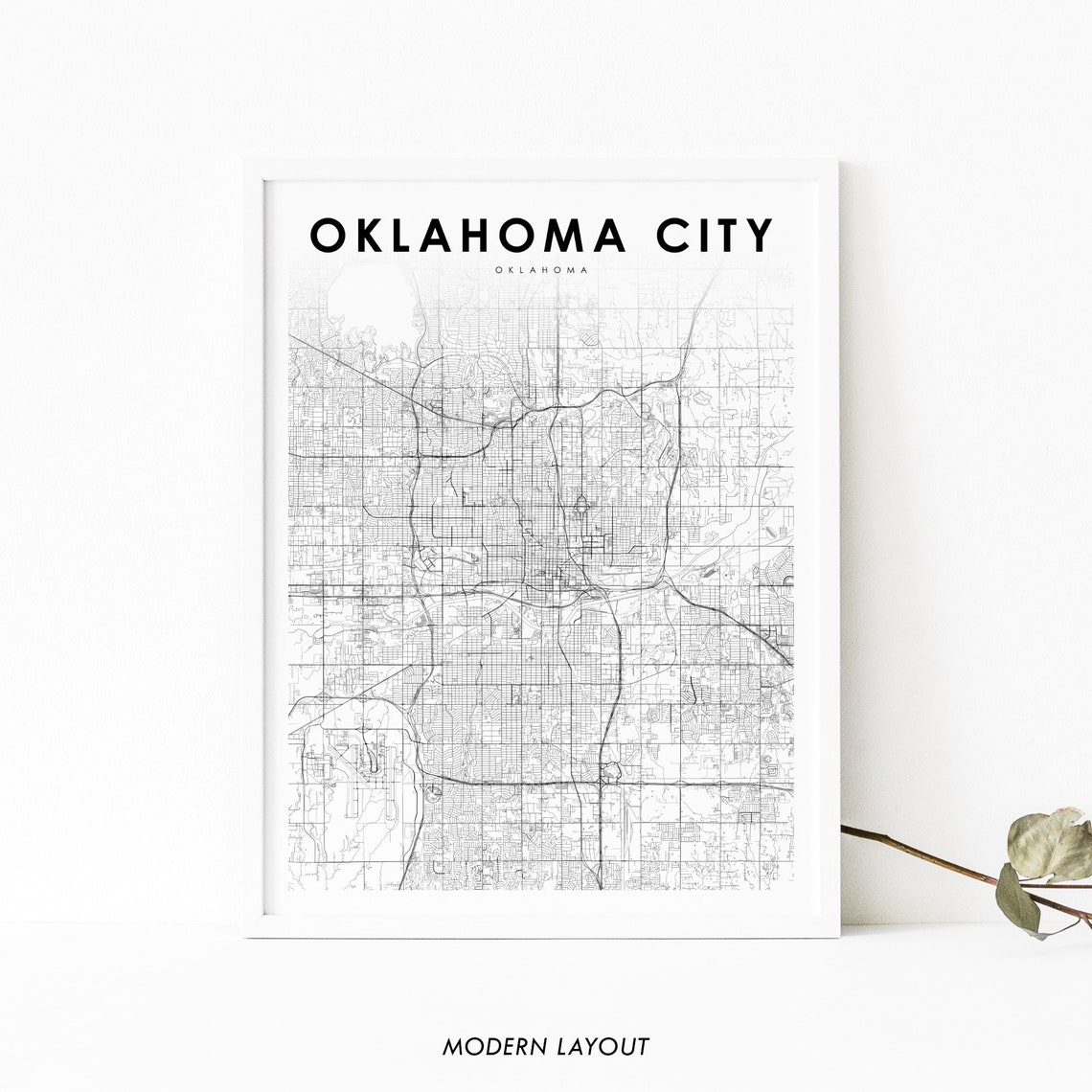 Oklahoma City Oklahoma Street Map Minimalist Modern Decor Poster